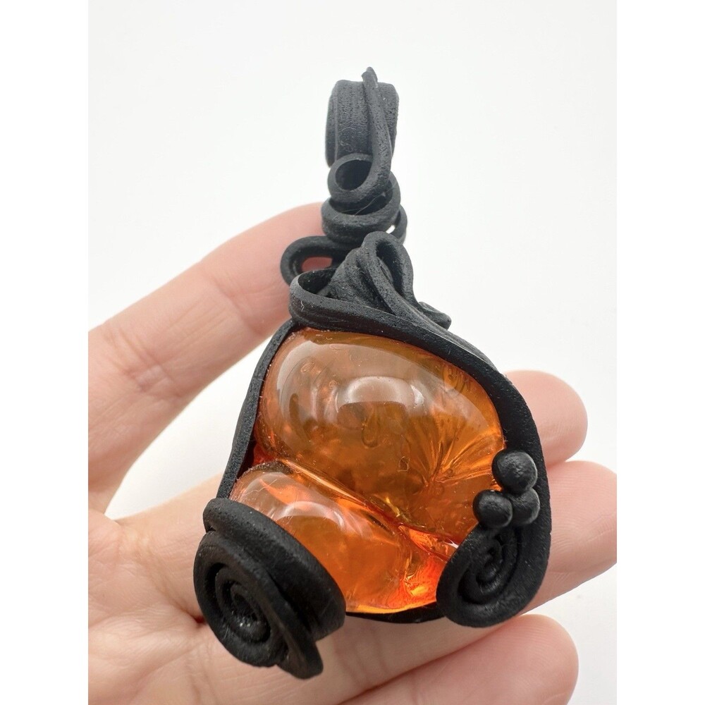 Artisan Handmade Resin Pendant Orange Black